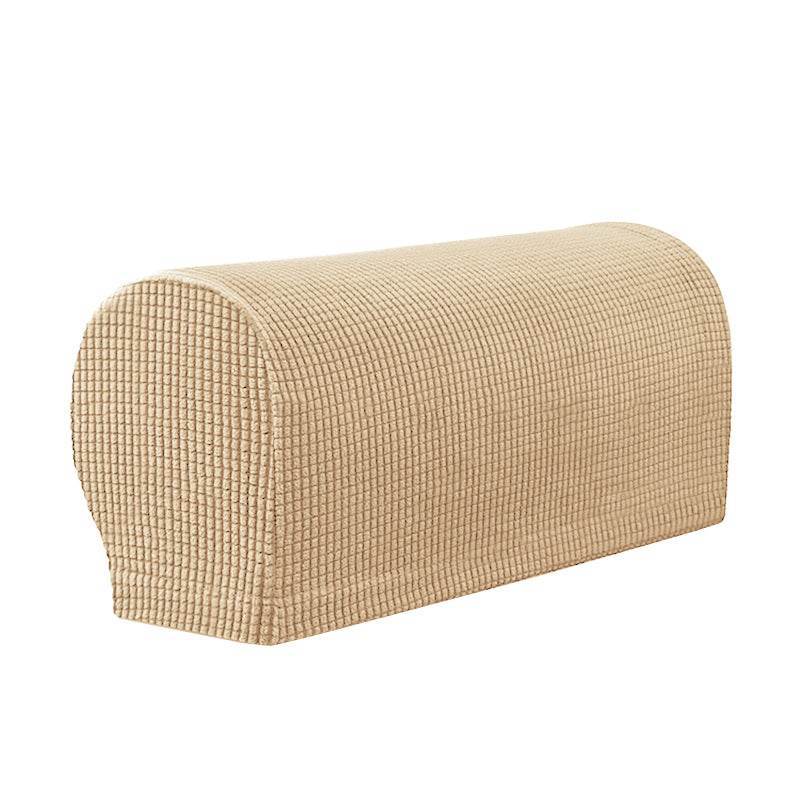 Close-up of a sofa arm fitted with the Cozee Timeless Arm Cover, featuring ultra-soft fleece fabric and a snug, stretchable fit that protects armrests from spills, dust, and pet hair