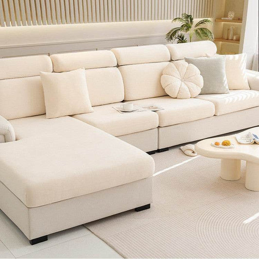 Stretch-fit corduroy sofa cover with soft ribbed texture, offering full coverage protection for couches from spills, pet hair, and daily wear.