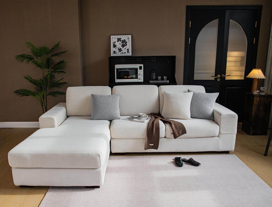 Cozee Cozura Sofa Cover in full sofa view, made with thick chenille fabric for everyday luxury, softness, and durable protection.