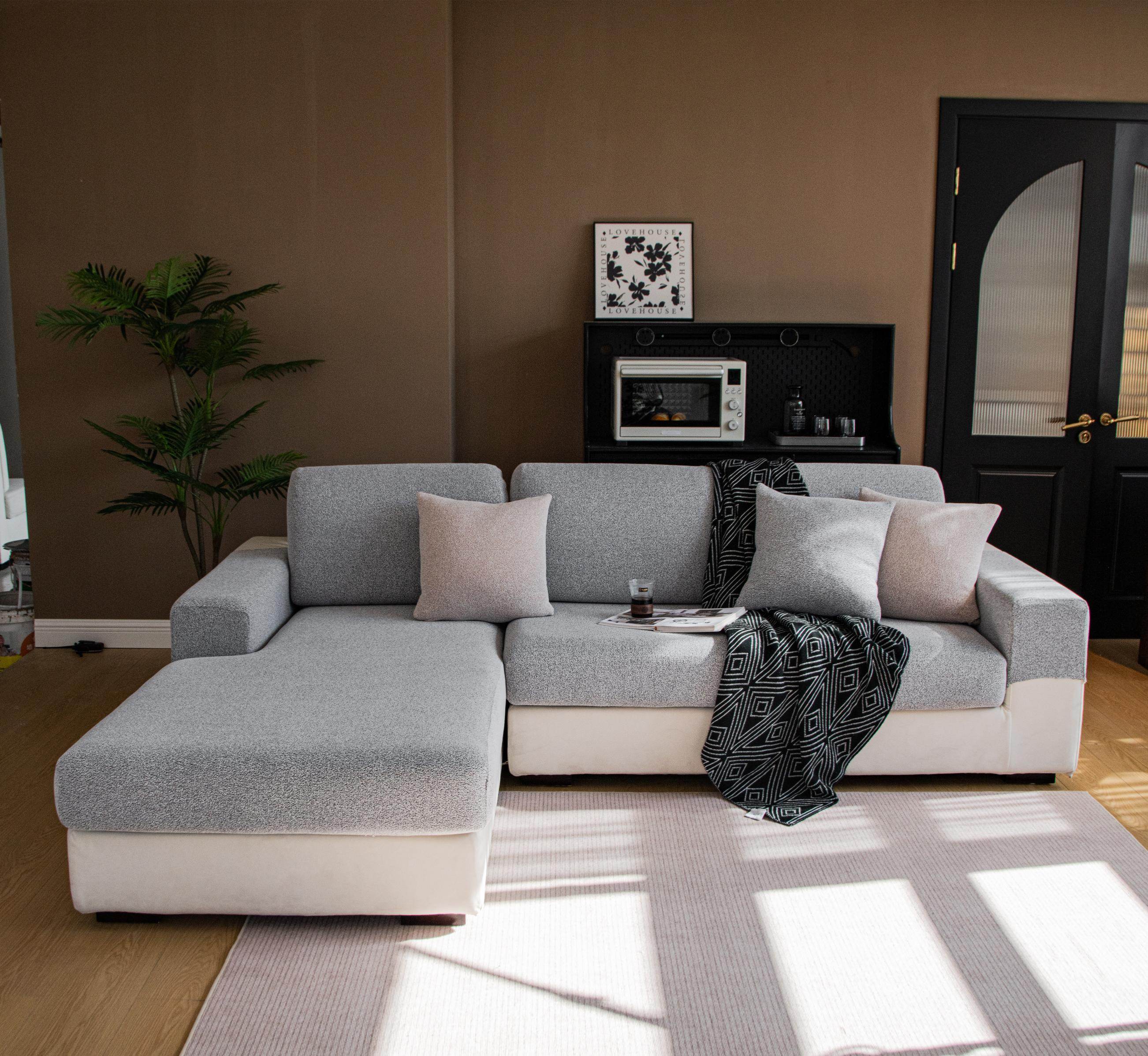 Cozee Cozura Sofa Cover in full sofa view, made with thick chenille fabric for everyday luxury, softness, and durable protection.