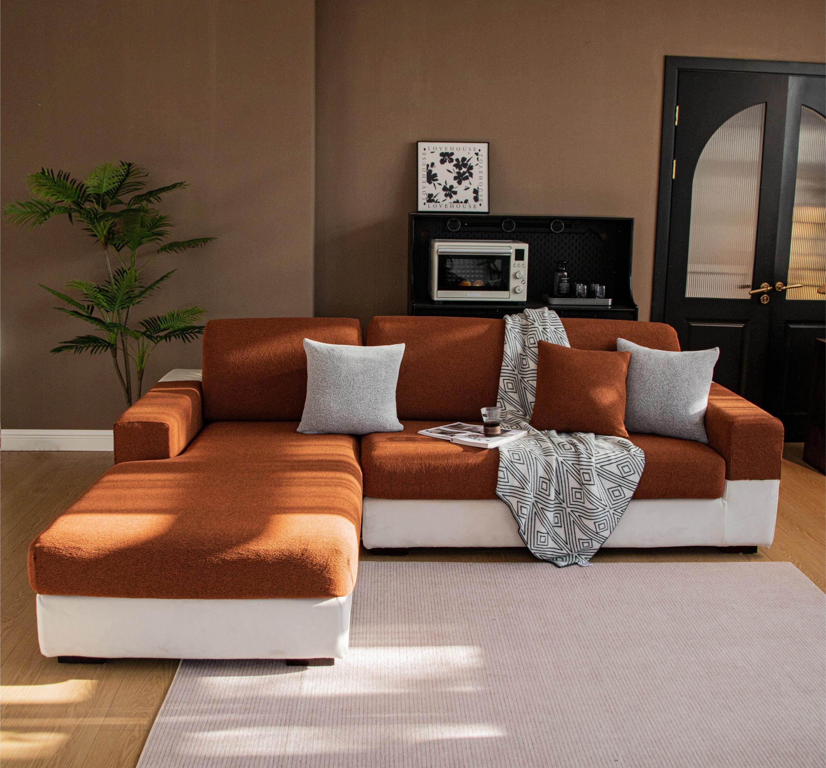 Cozee Cozura Sofa Cover in full sofa view, made with thick chenille fabric for everyday luxury, softness, and durable protection.
