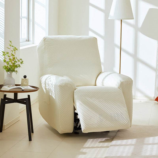 Full-coverage recliner slipcover made from cooling, stretchy fabric that protects against spills, pet hair, and everyday wear while staying snug and comfortable