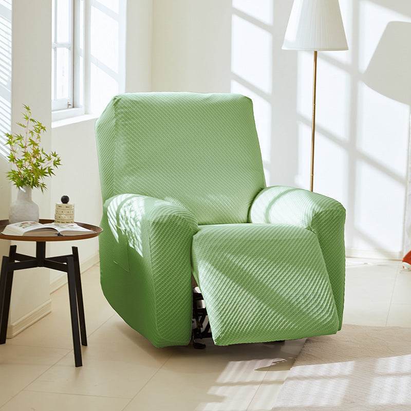 Full-coverage recliner slipcover made from cooling, stretchy fabric that protects against spills, pet hair, and everyday wear while staying snug and comfortable