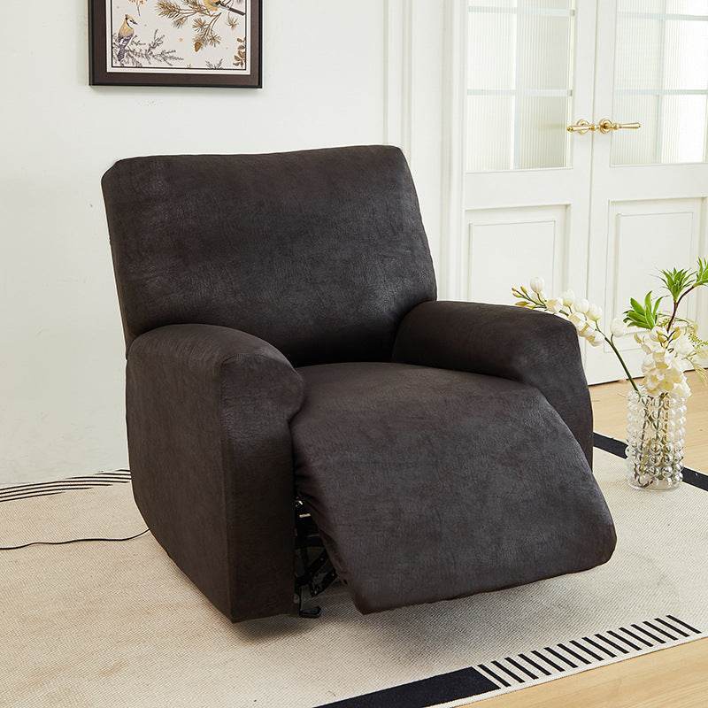 Stretch-fit recliner slipcover with a snug, tailored fit providing full coverage and protection from spills, pet hair, and everyday wear