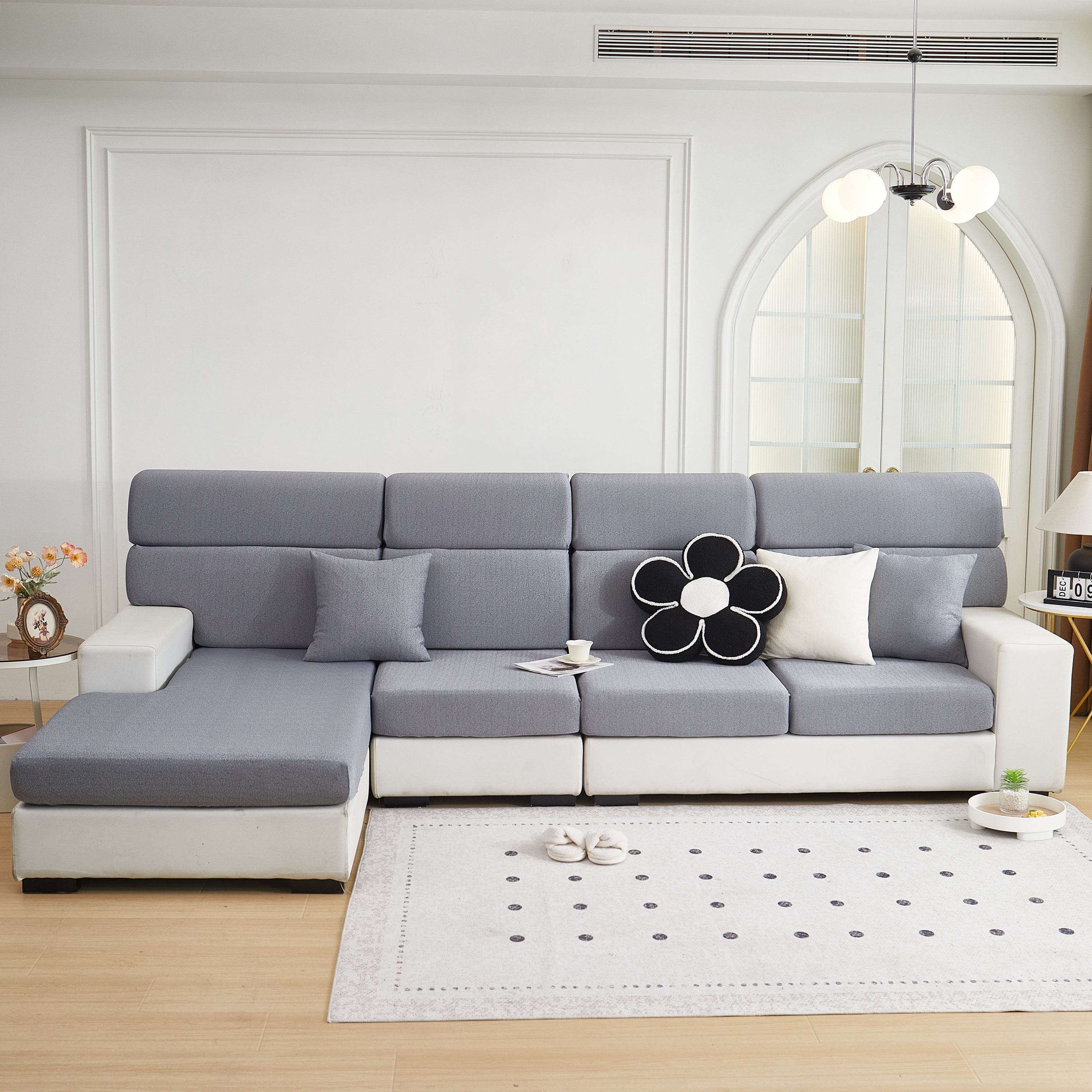 Close-up of Cozee Teddy Plush couch cover showing fluffy texture and stretch-fit design—premium sofa cover that fits most sofas and sectionals. Ideal for homes with pets, this cover offers cozy protection and works as couch covers, chair covers, recliner covers, and sectional couch covers.