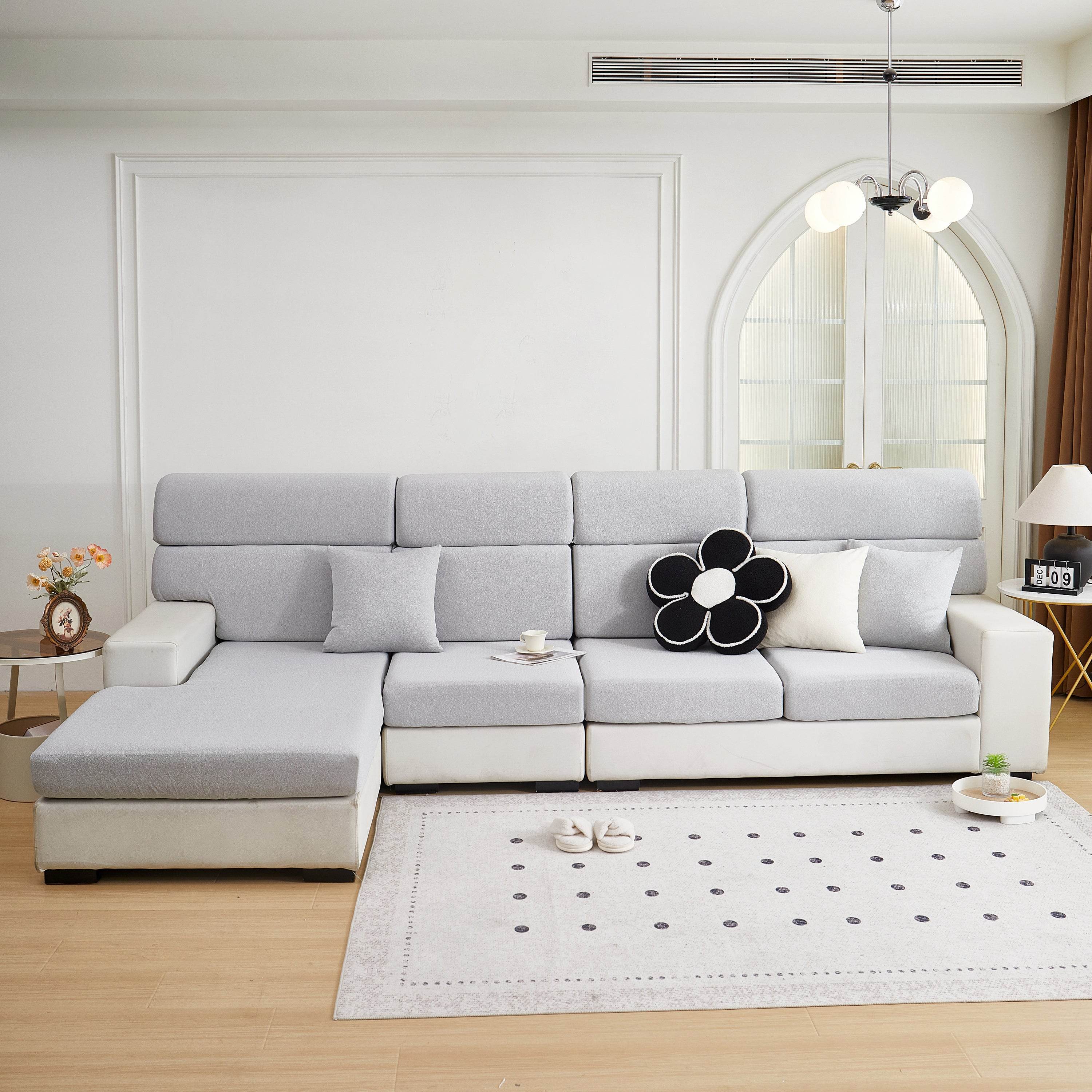 Close-up of Cozee Teddy Plush couch cover showing fluffy texture and stretch-fit design—premium sofa cover that fits most sofas and sectionals. Ideal for homes with pets, this cover offers cozy protection and works as couch covers, chair covers, recliner covers, and sectional couch covers.