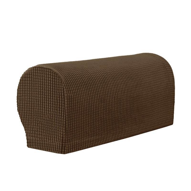 Close-up of a sofa arm fitted with the Cozee Timeless Arm Cover, featuring ultra-soft fleece fabric and a snug, stretchable fit that protects armrests from spills, dust, and pet hair