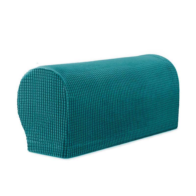 Close-up of a sofa arm fitted with the Cozee Timeless Arm Cover, featuring ultra-soft fleece fabric and a snug, stretchable fit that protects armrests from spills, dust, and pet hair