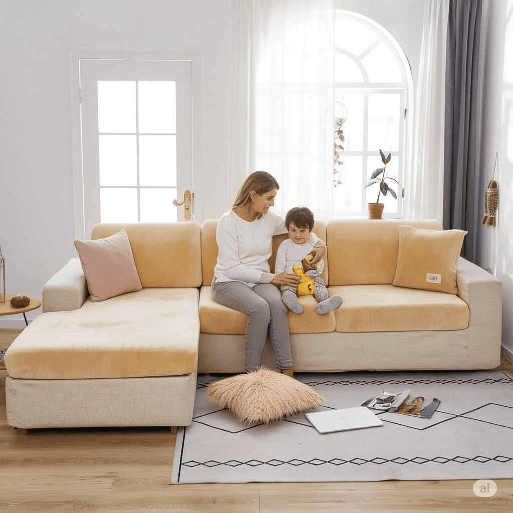 Plush velvet sofa cover with a snug stretch fit—perfect as couch covers, chair covers, or sectional couch covers. Protects like recliner covers with premium style.