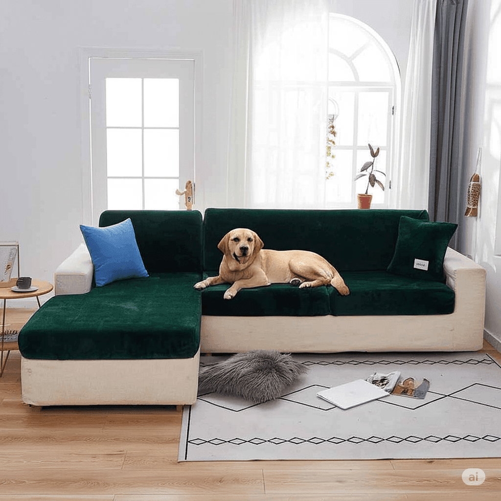 Plush velvet sofa cover with a snug stretch fit—perfect as couch covers, chair covers, or sectional couch covers. Protects like recliner covers with premium style.