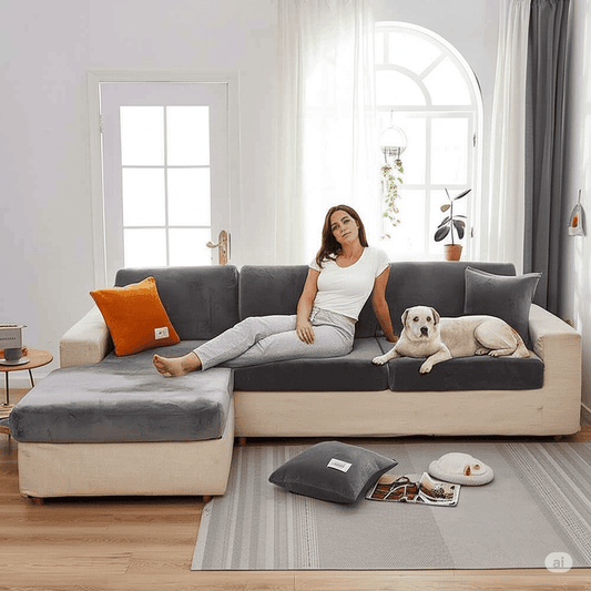 Plush velvet sofa cover with a snug stretch fit—perfect as couch covers, chair covers, or sectional couch covers. Protects like recliner covers with premium style.
