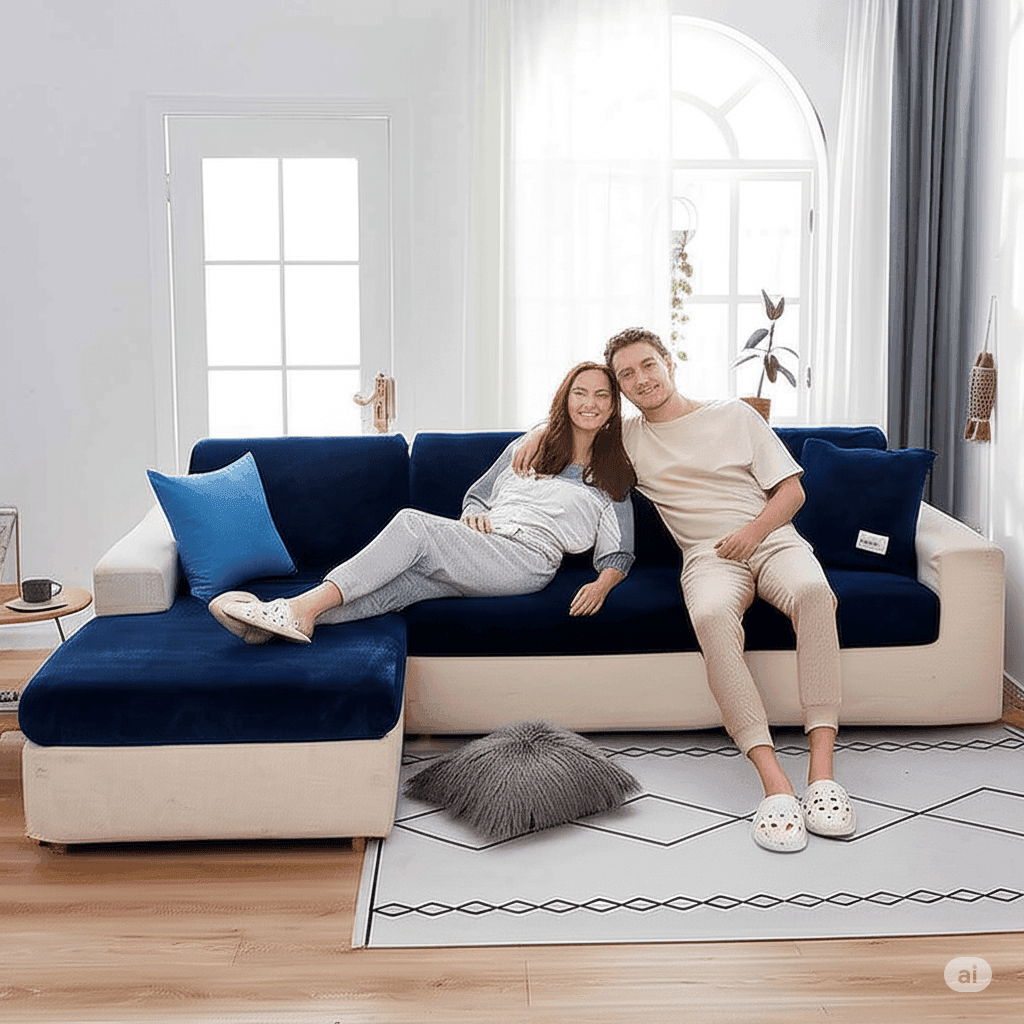 Plush velvet sofa cover with a snug stretch fit—perfect as couch covers, chair covers, or sectional couch covers. Protects like recliner covers with premium style.